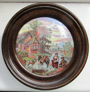 Antique Victorian Pratt-ware Pot-lid ~ "Fording the Stream"