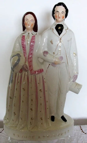 Antique Victorian Staffordshire Figure ~ "Prince & Princess"