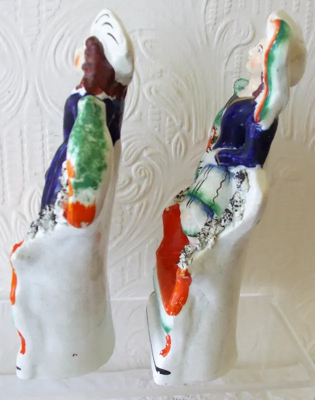 Pair of Antique Victorian Staffordshire Figures ~ 