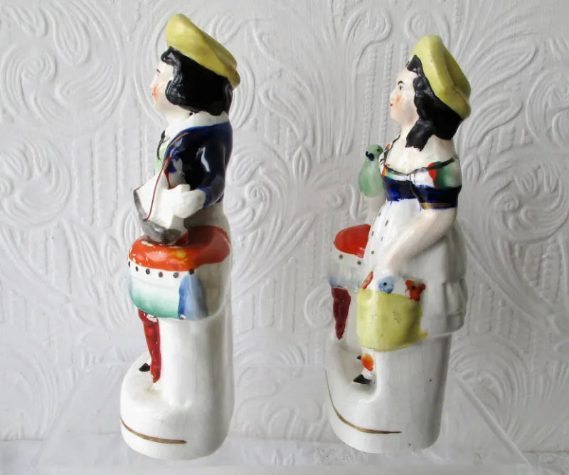 Pair of Antique Victorian Staffordshire Figures ~ 