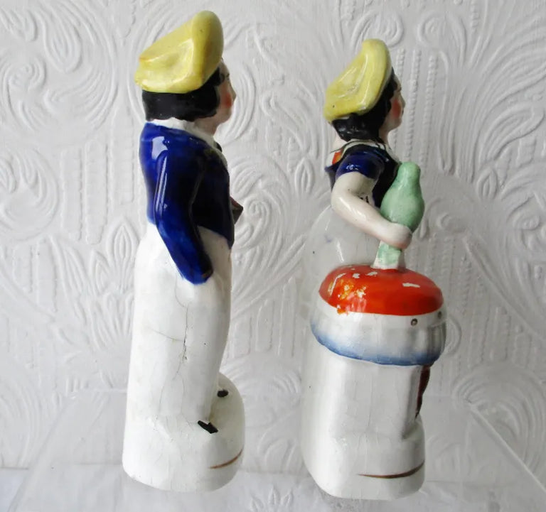Pair of Antique Victorian Staffordshire Figures ~ 