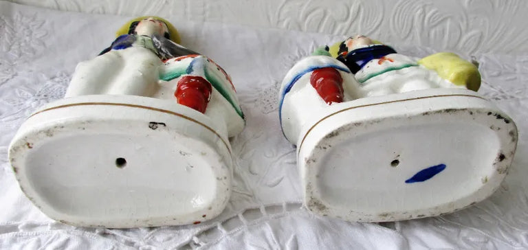 Pair of Antique Victorian Staffordshire Figures ~ 