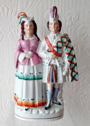 Antique Victorian Staffordshire Figure ~ "Princess Louise & Marquess of Lorne"