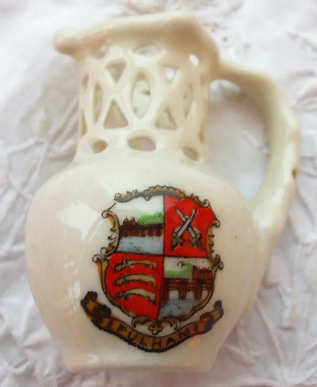 Antique Crested Ware Puzzle Jug ~ Fulham