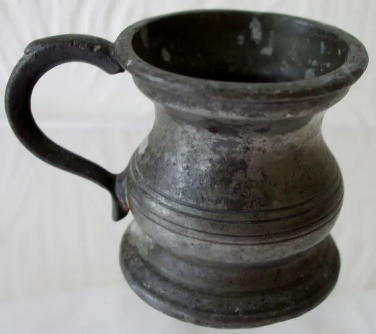 Antique English Victorian Pewter 1/4 Gill Baluster Measure