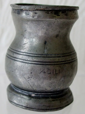 Antique English Victorian Pewter 1/4 Gill Baluster Measure