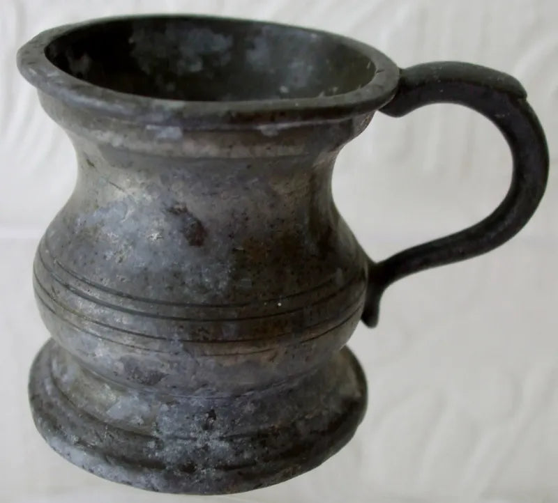 Antique English Victorian Pewter 1/4 Gill Baluster Measure