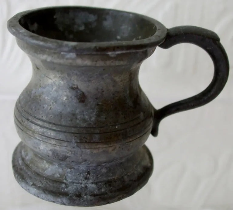 Antique English Victorian Pewter 1/4 Gill Baluster Measure