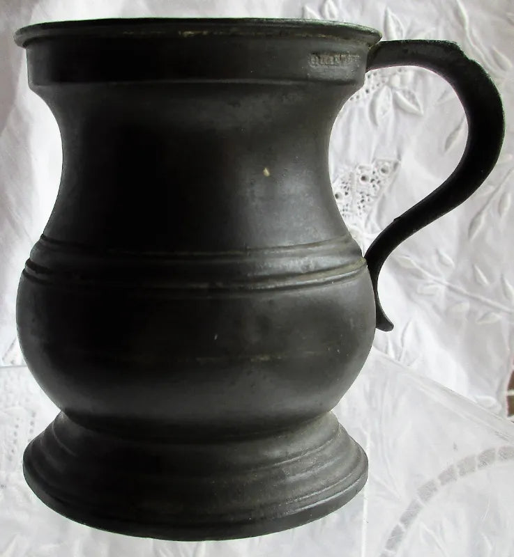 Antique English Georgian Pewter Quartern Baluster Measure