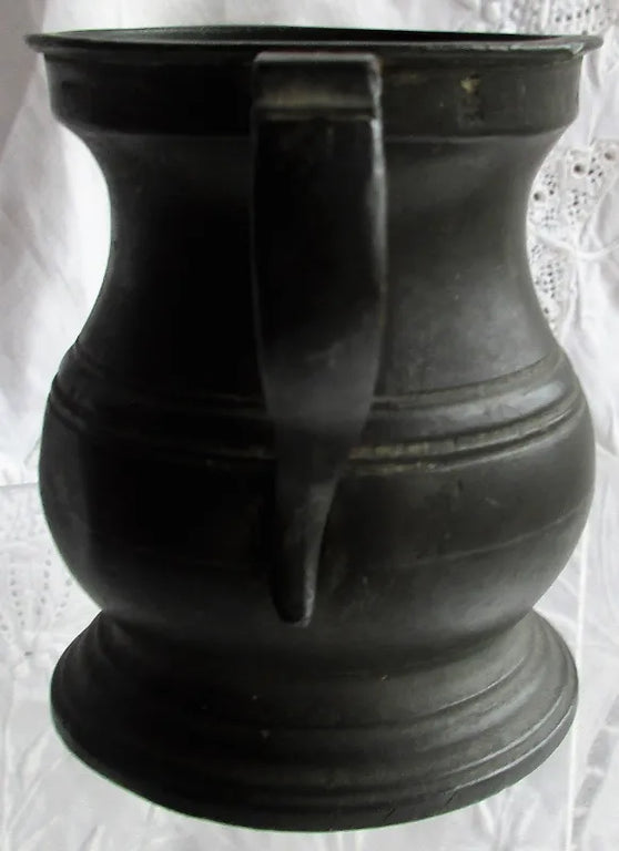 Antique English Georgian Pewter Quartern Baluster Measure