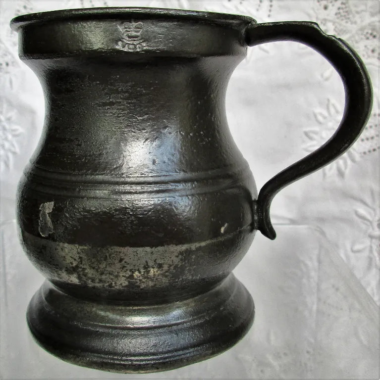 Antique English Georgian Pewter Quartern 