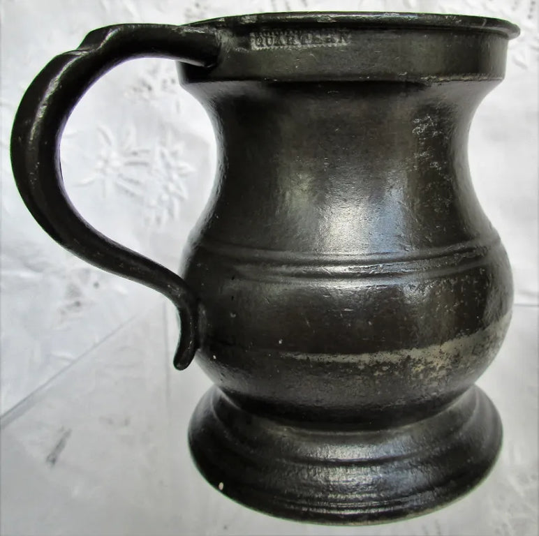 Antique English Georgian Pewter Quartern 