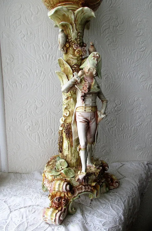 Antique Victorian Anglo-American Porcelain Figural Oil Lamp