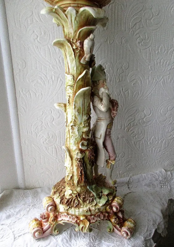 Antique Victorian Anglo-American Porcelain Figural Oil Lamp