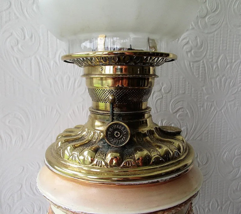 Antique Victorian Anglo-American Porcelain Figural Oil Lamp