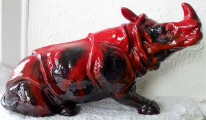 Royal Doulton Porcelain Flambé "Rhinoceros Lying"