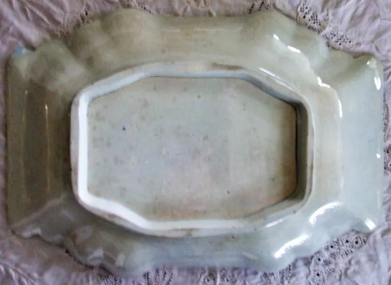 Antique Georgian Blue & White Transfer Asparagus Dish 