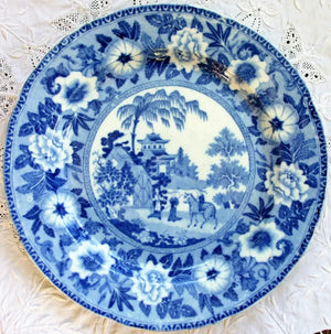 Georgian Blue & White Transfer "Zebra" Plate ~ John Rogers & Son