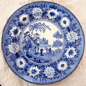 Antique Georgian Blue & White Transfer "Zebra" Plate ~ John Rogers & Son