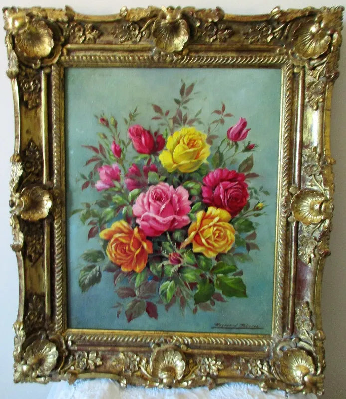 Rose Bouquet ~ Oil Painting on Board ~ Reg Johnson ~ c. 1985