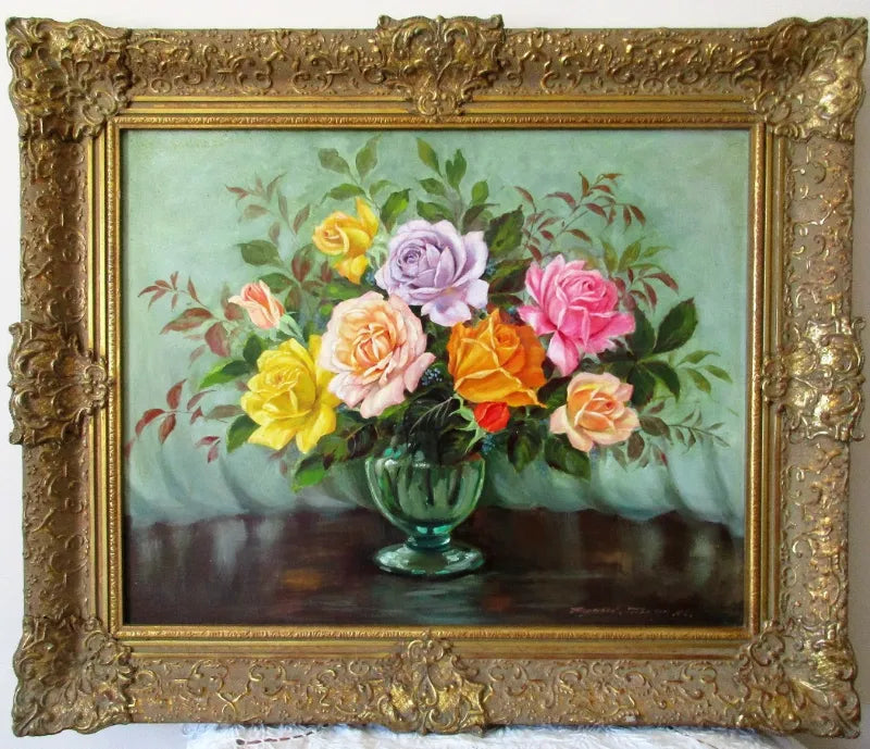 Roses from my Garden ~ Oil on Board ~ Reg Johnson ~ c. 1982