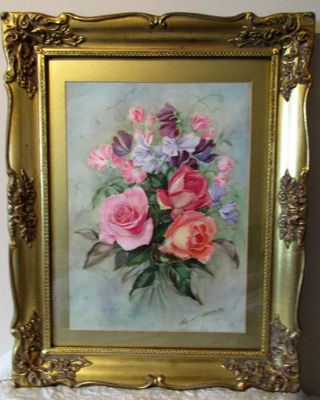 Roses & Pansies ~ Watercolour ~ Reg Johnson ~ c. 1986