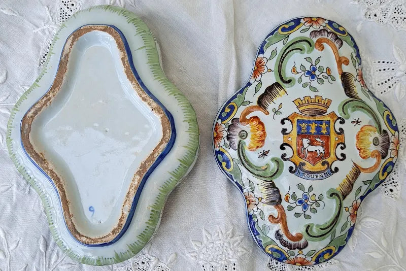 Antique Desvres / Rouen French Faience Box and Cover