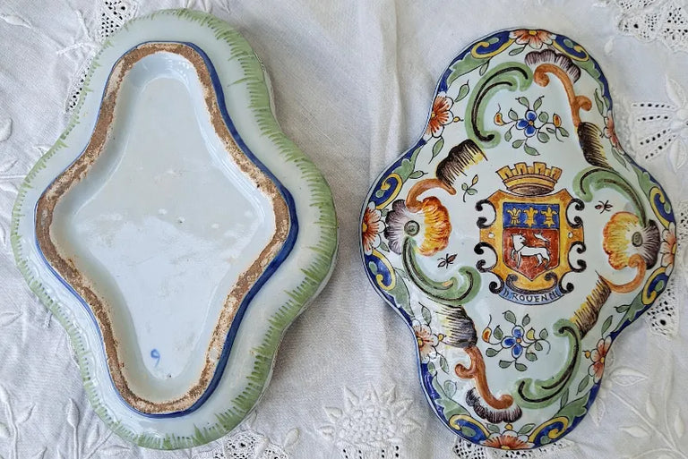 Antique Desvres / Rouen French Faience Box and Cover
