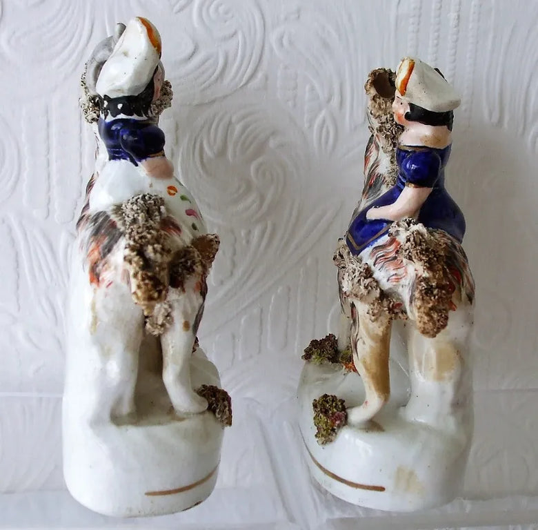 Pair of Antique Victorian Staffordshire Figures ~ 