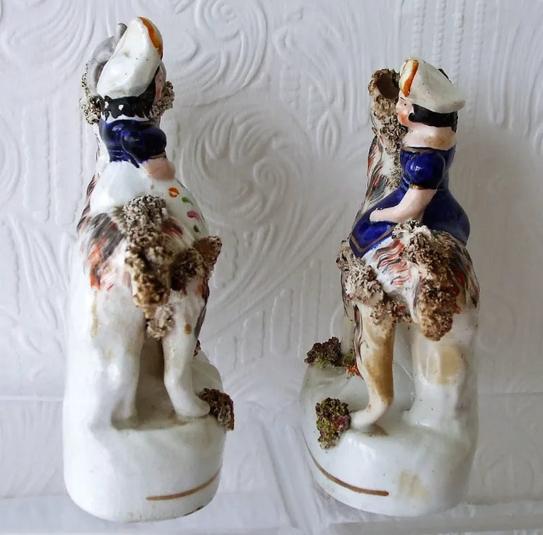 Pair of Antique Victorian Staffordshire Figures ~ 