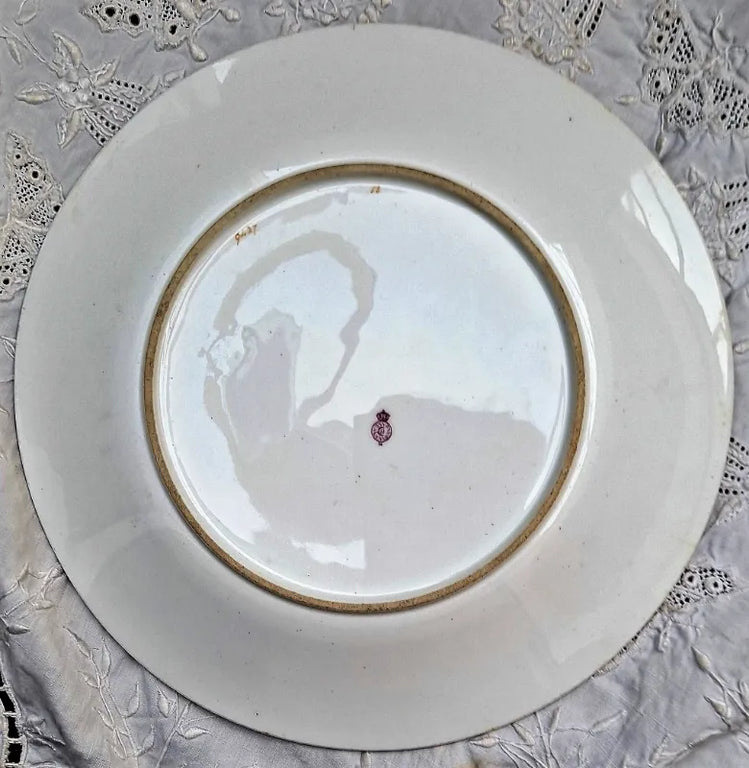 Antique Victorian Royal Worcester Porcelain Botanical Dessert Plate