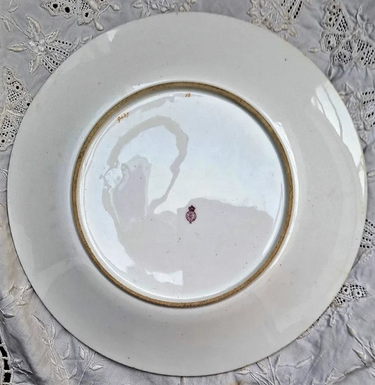 Antique Victorian Royal Worcester Porcelain Botanical Dessert Plate