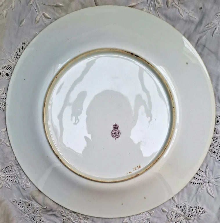 Antique Victorian Royal Worcester Porcelain Botanical Dessert Plate