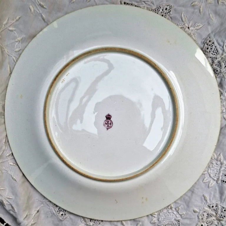 Antique Victorian Royal Worcester Porcelain Botanical Dessert Plate