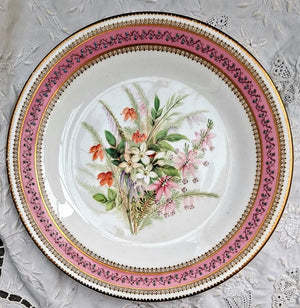 Antique Victorian Royal Worcester Porcelain Botanical Dessert Plate