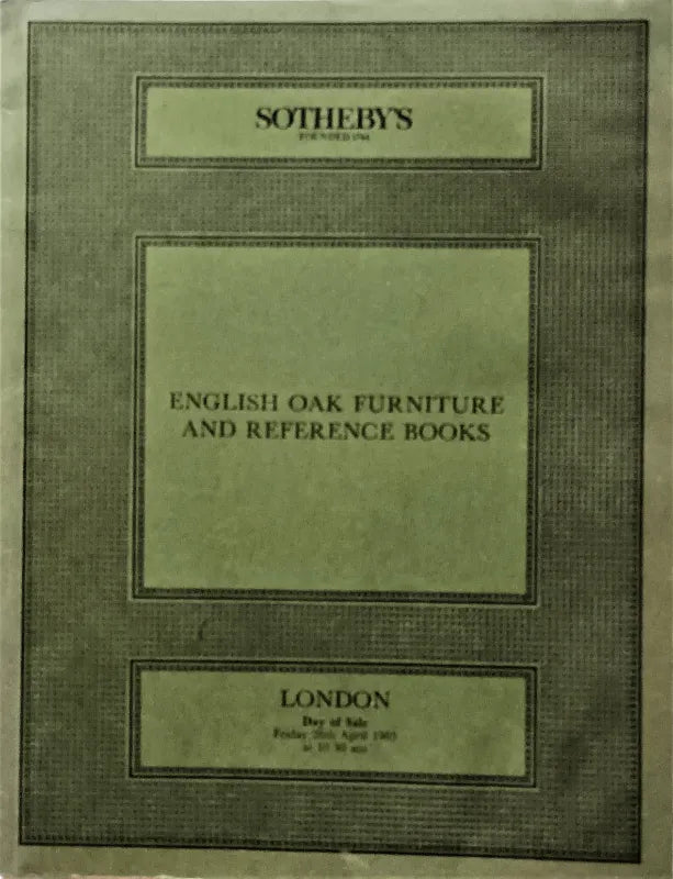 Sotheby's ~ Oak Furniture ~ London 26. 04. 1985