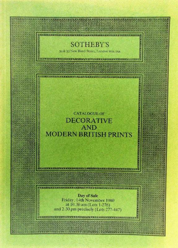 Sotheby's ~ Decorative & Modern Prints~ London ~ 14. 11. 1980