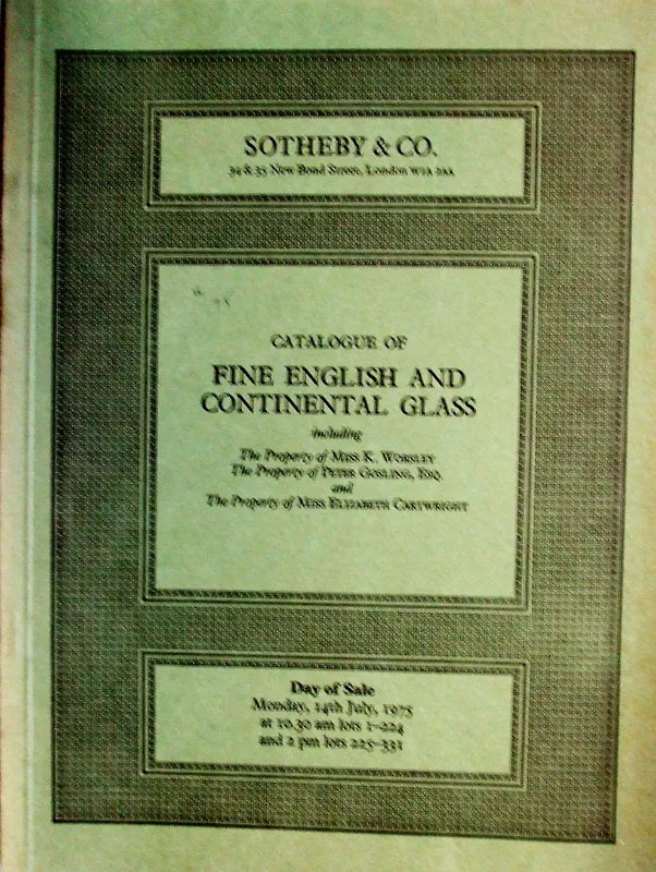 Sotheby's ~ English & Continental Glass ~ London ~ 14. 07. 1975