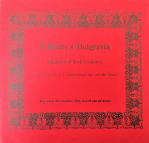 Sotheby's Belgravia ~ English and Irish Ceramics ~ London ~ 08. 10. 1981