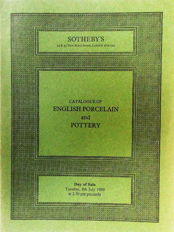 Sotheby's ~ English Porcelain & Pottery ~ London ~ 08. 07. 1980