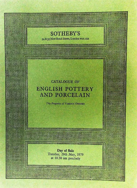 Sotheby's ~ English Ceramics ~ London ~ 29. 05. 1979