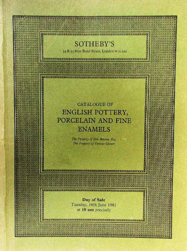 Sotheby's ~ English Ceramics & Enamels ~ London ~ 16. 06. 1981