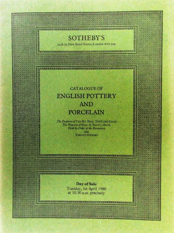Sotheby's ~ English Pottery & Porcelain ~ London ~ 01. 04. 1980