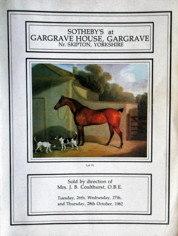 Sotheby's ~ Gargrave House, Yorkshire ~ 26 - 28. 10. 1982
