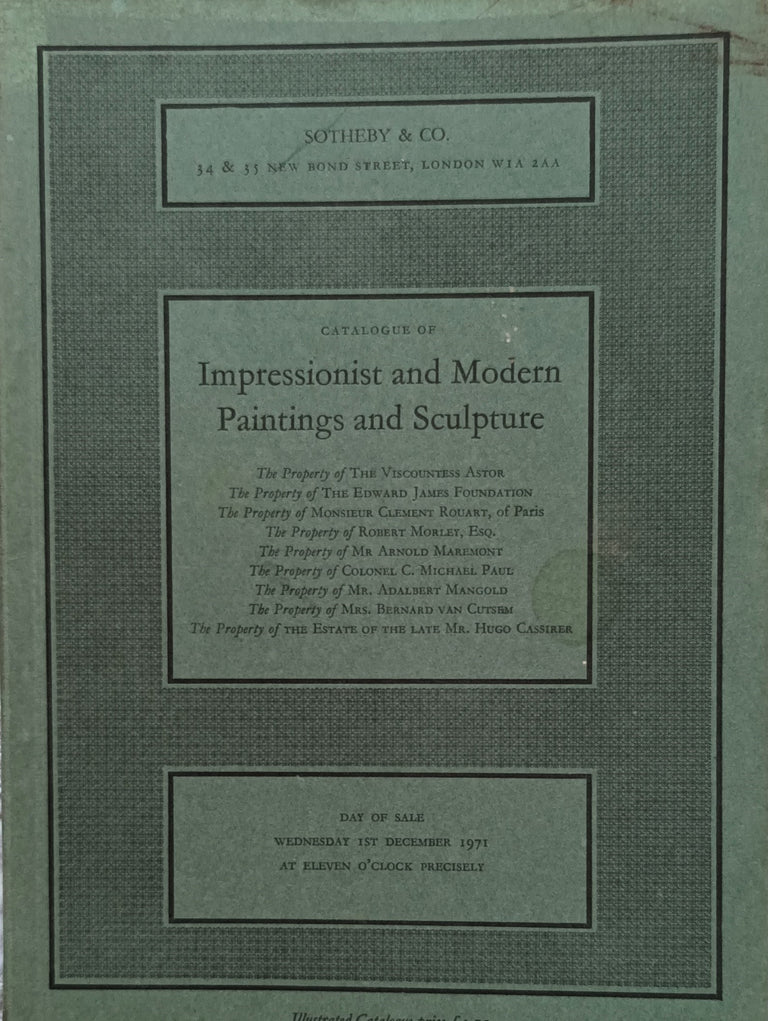 S Impressionist and Modern Paintings and Sculpture L 01. 12. 1971