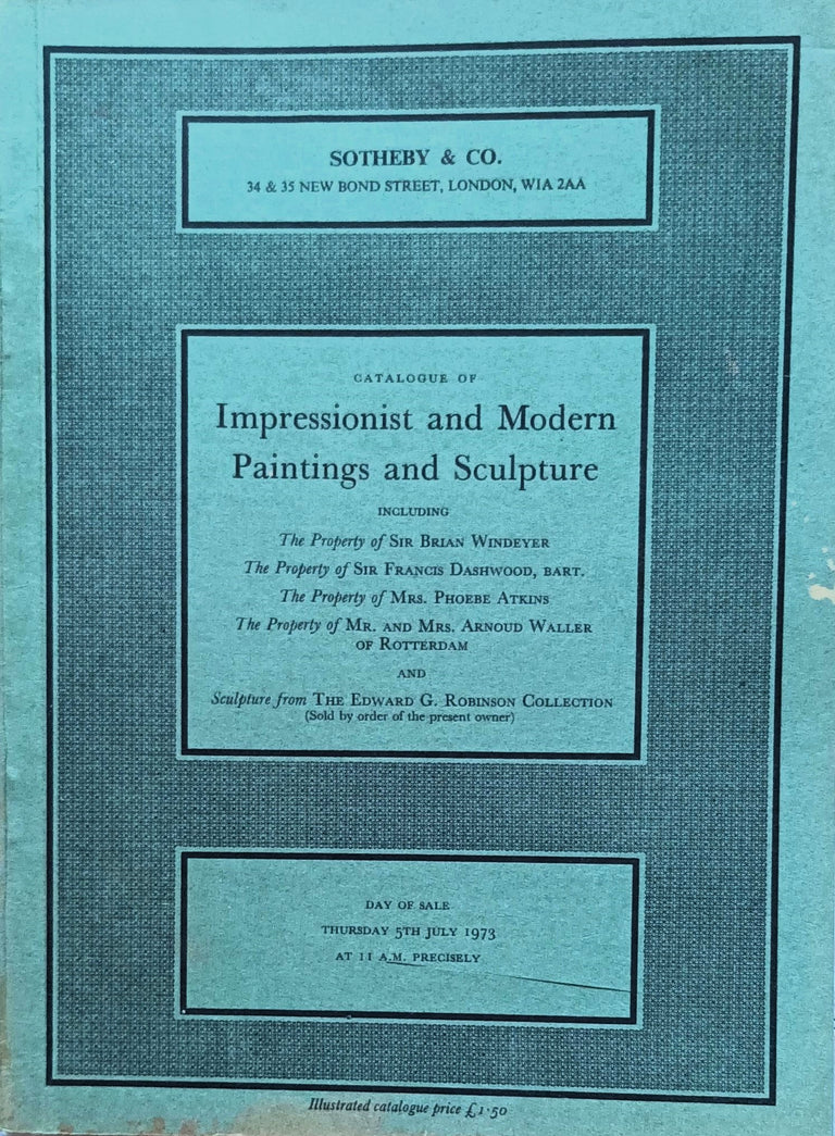 S Impressionist and Modern Paintings and Sculpture L 05. 07. 1973