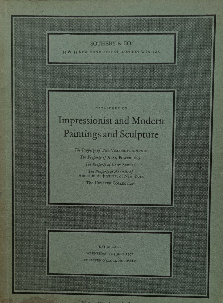 S Impressionist and Modern Paintings and Sculpture L 07. 07. 1971