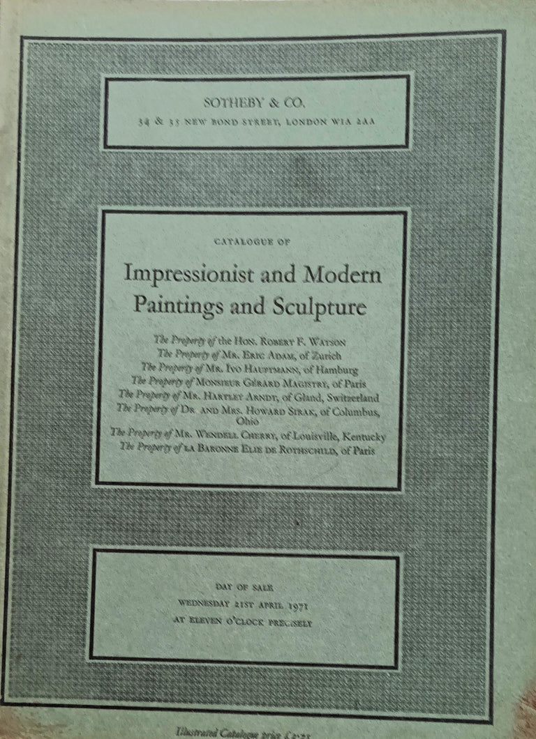 S Impressionist and Modern Paintings and Sculpture L 21. 04. 1971