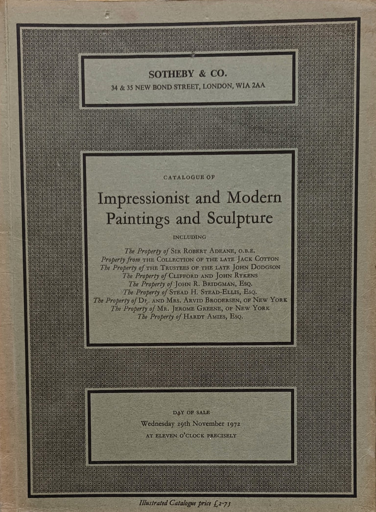 S Impressionist and Modern Paintings and Sculpture L 29. 11. 1972