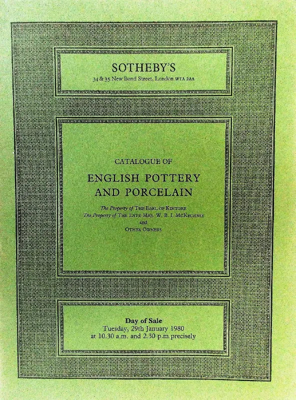 Sotheby's ~ English Pottery & Porcelain ~ London ~ 29. 01. 1980